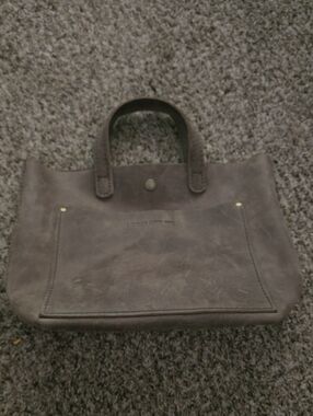 Portland Leather Dark Charcoal Gray Leather Tote
